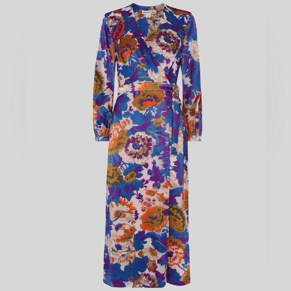 NWT Autumn Bloom Devore Wrap Dress from Whistles - Picture 4 of 11